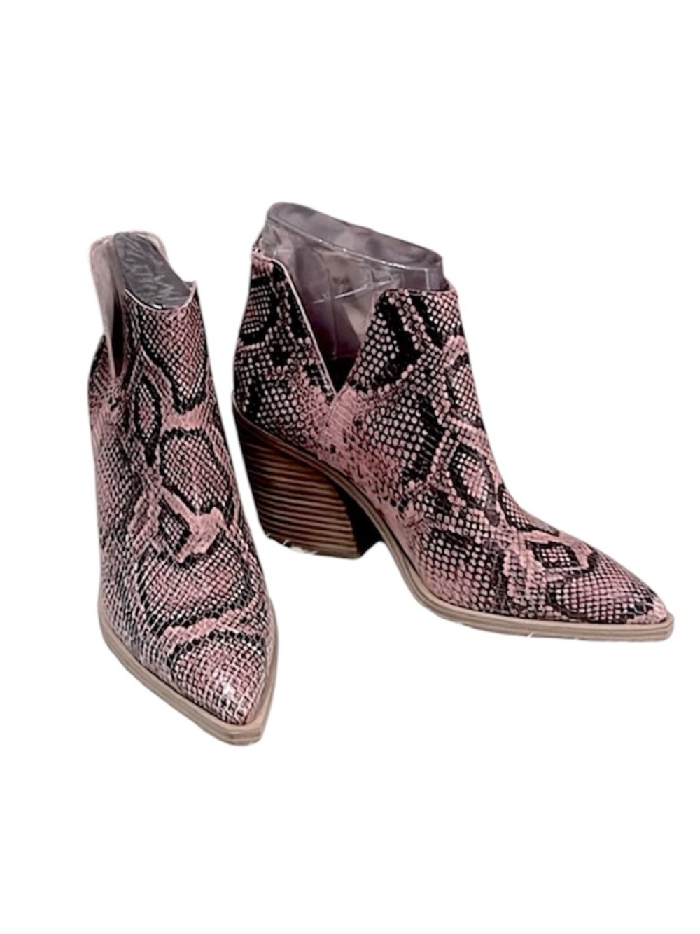 Vince Camuto Women’s Leather Snakeprint Gigietta Pink Brown Black Ankle Bootie 8